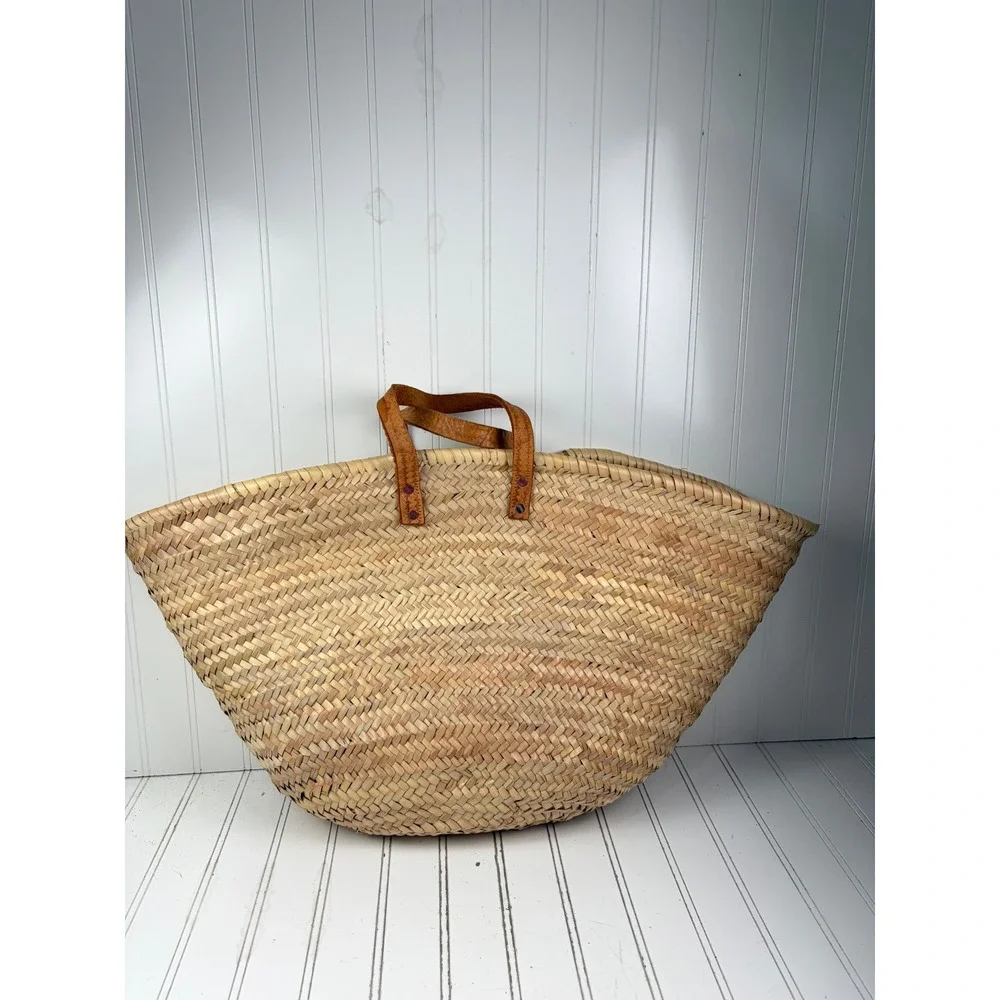 Vacation Vintage Y2K Hand Woven Straw Market Boho Beach Tote Shoulder Bag